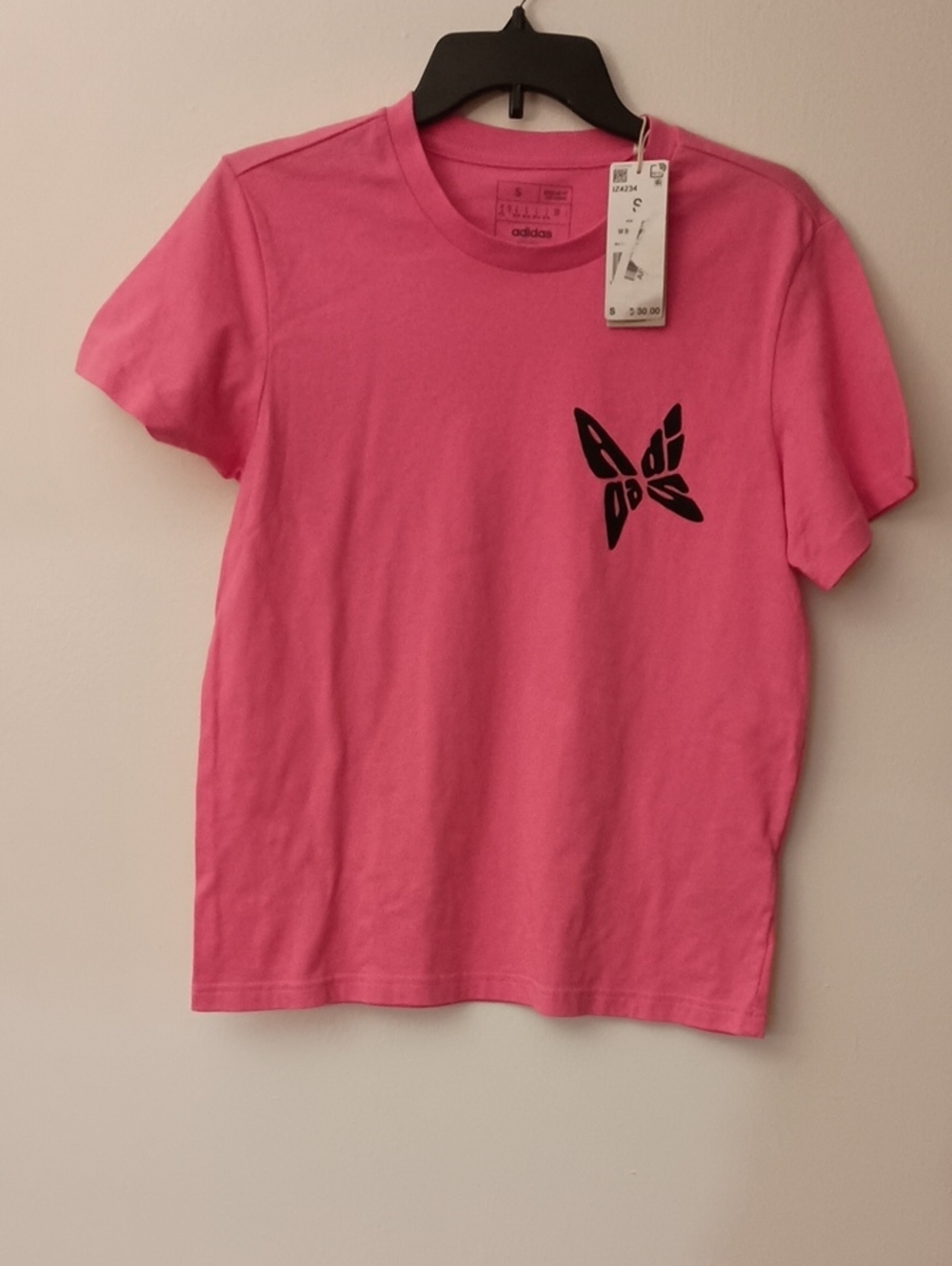 adidas Bright Pink Short Sleeve Tee with Black Logo